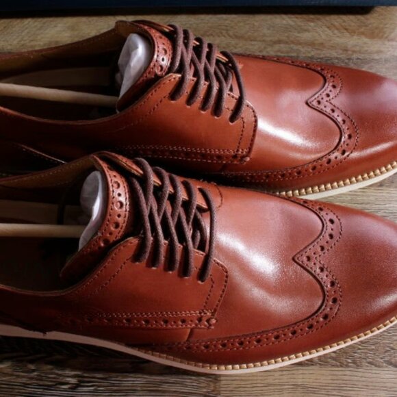 COLE HANN Men's Grand Shortwing Oxford Shoes Brown Woodbury Leather US 11.5 NWT - Picture 7 of 9